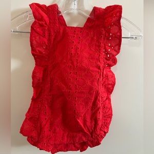 Janie and Jack - Red Eyelet onesie 0-3m
